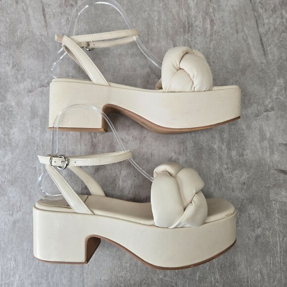 Jeffrey Campbell Platform Sandals 8 Braided Padded Y2K Dressy Chunky Block Heel - Picture 5 of 11